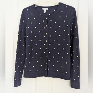 Charter Club Navy Blue Button-Front Cardigan with Stud Detail Size M